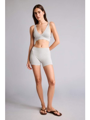 DeFacto Lastikli Bel Gri Seamless Fitilli Boxer I0628AX26HS