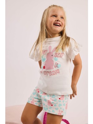 DeFacto %100 Pamuk Fitilli 2'li Ekru Pijama Takımı Kız Bebek H9307A526SM