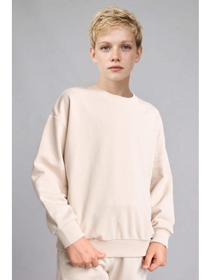 DeFacto Oversize Bisiklet Yaka Bej Sweatshirt Erkek Çocuk H7135A826AU