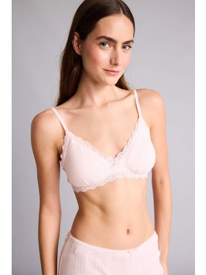DeFacto Dantel Detaylı Çıkarılabilir Kap Çıkarılabilir Pedli Balensiz Açık Pembe Bralet G7762AX26SP