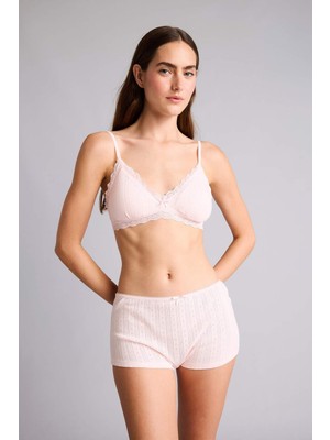 DeFacto %100 Pamuk Fitlli Elastik Bel Fiyonk Detaylı Pembe Boxer H3650AX26SP