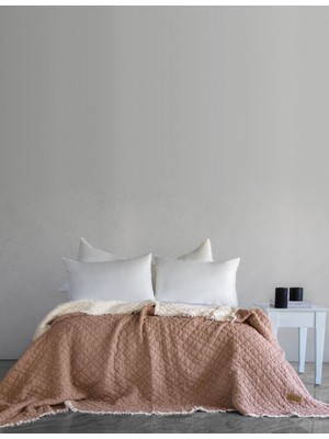 Dantela Cedric Dolgulu Yıkamalı %100 Pamuk Çift Kişilik Yatak Örtüsü & Pike 230x240 Cm Kahve