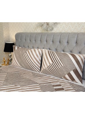 Calina Home Kahverengi Çizgili Yastık Kılıfı (2 Adet)