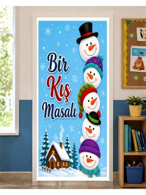 Promisebackdrop2 190X75CM Lastikli Kapı Süsü, Kumaş Kapı Giydirme, Bir Kış Masalı, Sınıf Kapısı, Okul Etkinlik Kapı Süsü