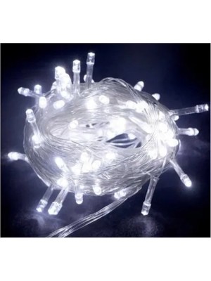 Belle Fusion Mey Ithalat® 10M 100 LED Boncuk Lamba Beyaz Işık Şeffaf Kablo