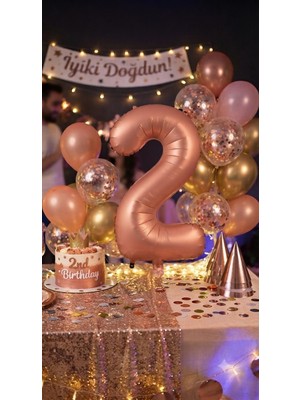Çavuş E-Ticaret 2 Rakam Folyo Balon Çikolata Karamel Folyo Balon 34 Inç 76-82 cm 2 Yaş Doğum Günü Folyo Balonu