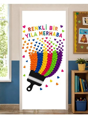 Promisebackdrop2 190X75CM Lastikli Kapı Süsü, Kumaş Kapı Giydirme, Renkli Bir Yıl, Sınıf Kapısı, Okul Etkinlik Kapı Süsü