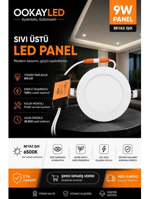 Ookay Led 9 Watt Sıvı Altı Panel Beyaz Işık