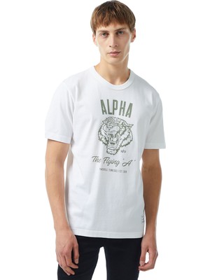 Alpha Industries Alpha Tiger Erkek Beyaz T-Shirt
