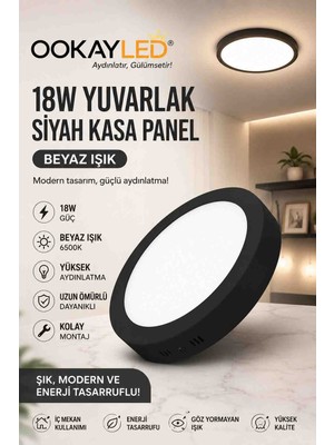 Ookay Led 18 Watt Sıvı Üstü Siyah Kasa Panel