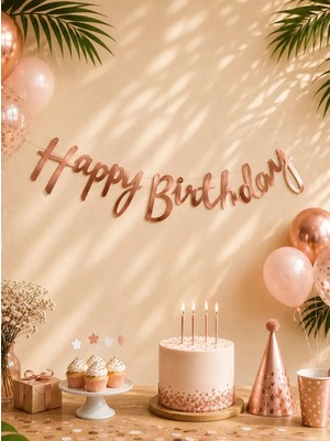 Happy Birthday Kaligrafi Banner Rose