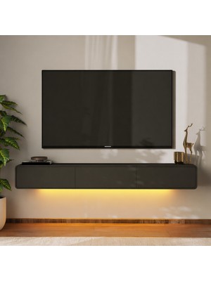 İnarch Dizayn Inarch Dizayn Alba LED Işıklı Duvara Monte Tv Sehpası - 3 Kapaklı Tasarım