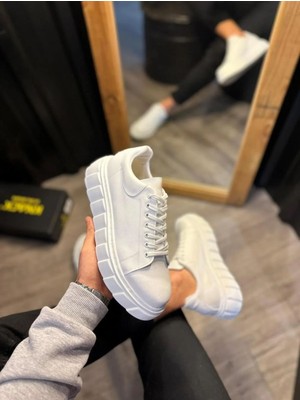 Pabucmarketi Beyaz Bağcıklı Erkek Sneaker