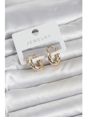 Belle Fusion Mey Ithalat® Gold Renk Pirinç Halka 15 mm Kadın Küpe