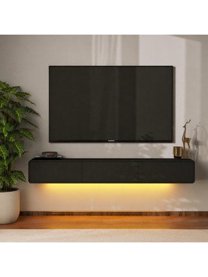 İnarch Dizayn Inarch Dizayn Alba LED Işıklı Duvara Monte Tv Sehpası - 3 Kapaklı Tasarım