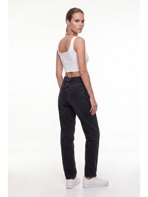 Cemo Kadın Yüksek Bel Mom Fit Jean Pantolon