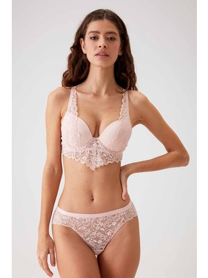 Pierre Cardin 4737 Rome Balenli Soft Push Up Dantelli Sütyen ve Külot İç Çamaşır Takımı
