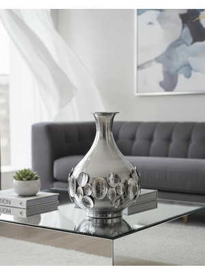 Panalı Metal Dekoratif Vazo Büyük 34 x 25 cm