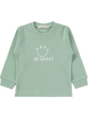 TeknoKapsül Minidamla Gülen Yüz Baskılı 1-7 Yaş Pijama Takımı - Yeşil