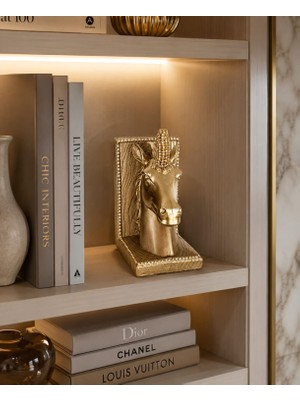 Rakaymu Lüks At Başı Kitap Desteği Kristal Taşlı Dekoratif Kitap Tutucu El Yapımı Biblo