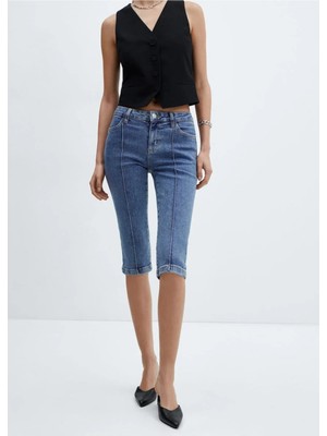 TeknoKapsül Mango Dekoratif Dikişli Capri Jean Pantolon