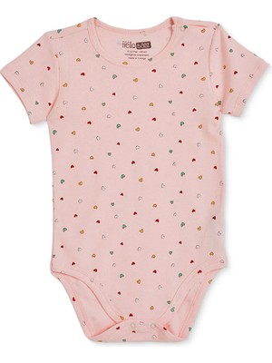 TeknoKapsül Ebebek Hello Baby Hellobaby Kız Bebek Body Çıtçıtlı Yaka Short Sleeve