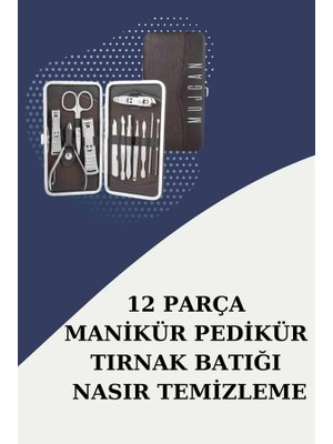 MarkEntegra 12 Parça Paslanmaz Çelik Kompakt ve Taşınabilir Manikür Makası Tırnak Makası