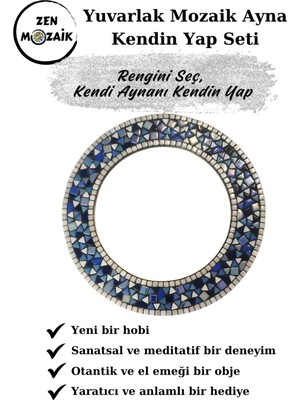 Zen Mozaik Yuvarlak Mozaik Ayna Yapım Seti - Eğlenceli Kendin Yap Sanat Etkinliği