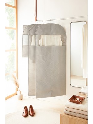 Ocean Home Textile 3'lü Gri Balıksırtı Elbise Kılıfı Set 60 x 135 cm