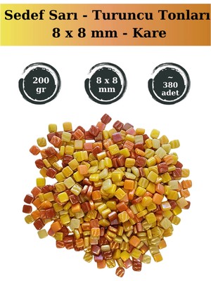 Zen Mozaik Sanatsal Mozaik Çalışmalarınız Için 8x8 mm - Kare Cam Mozaik Taşı (200 Gr)