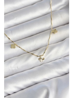 Belle Fusion Mey Ithalat® Pirinç Minimal Gold Renk Yonca Model Kadın Kolye