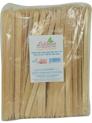 Bezos Adana Şiş Tahta Şiş 240 mm x 10 mm x 2 mm Takribi 200 Adet 1 Paket