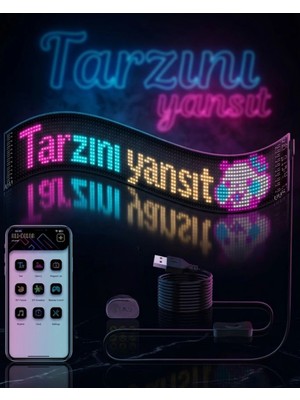 Eco Lounge Rgb LED Matrix Panel Esnek Yapı Uygulama Kontrollü Kayan Yazı Ekranı