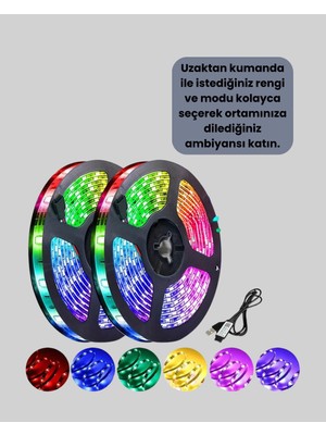 Eco Lounge Pratik Kurulumlu 5 Metre Kumandalı Şerit LED