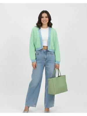 Daisy Crop Kadife Ip El Yapımı Hırka