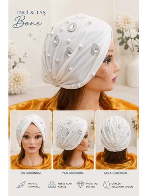 Daisy Hazır Bone, Tesettür Bone, Kaymaz, Esnek, Taş Detaylı, Türban Bone, Günlük, Özel Gün, Kadın