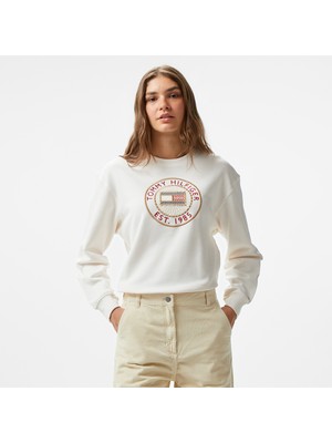 Tommy Hilfiger Nautical Emb Kadın Beyaz Sweatshirt