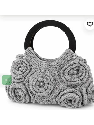 Daisy Gri Gül Çanta , Bohem, El Emeği .özel Tasarım , Abiye Çanta