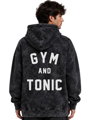 Sevbano Gym And Tonic Fitness Bodybuilding Baskılı Unisex Oversize Yıkamalı Premium Hoodie Sweatshirt