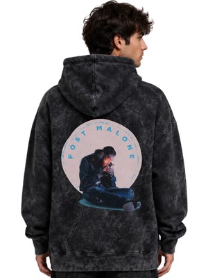 Sevbano Post Malone Rapper Şarkıcı Baskılı Unisex Oversize Yıkamalı Premium Hoodie Sweatshirt