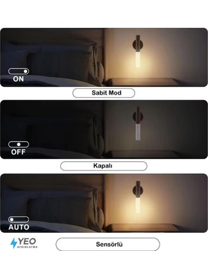 Eco Lounge Sensörlü USB Şarjlı Mıknatıslı Taşınabilir Ahşap Görünümlü Duvar Aplik