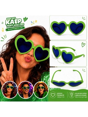 Eco Lounge Mega Boy Yeşil Kalp Parti Gözlüğü