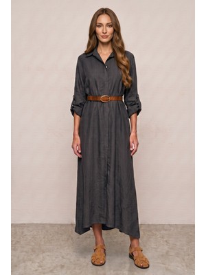 Passion Moda Evi Modal Uzun Salaş Kemerli Elbise