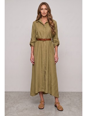 Passion Moda Evi Modal Uzun Salaş Kemerli Elbise