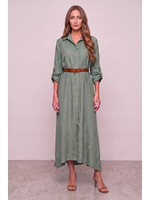 Passion Moda Evi Modal Uzun Salaş Kemerli Elbise