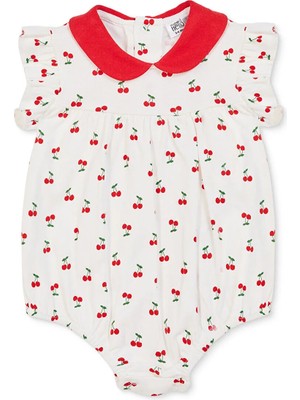 TeknoKapsül Ebebek Hello Baby Hellobaby Kız Bebek Body Kiraz Baskılı Çıtçıtlı Bebe Yaka Sleeveless