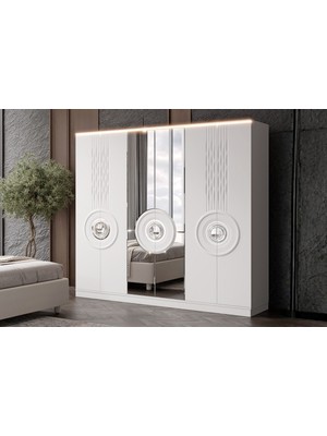 Doressa Zeren White 6 Kapılı Gardırop