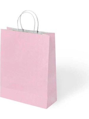KİKA Kika 1000484 Büküm Saplı 25X12X31CM Hediyelik Kağıt Çanta Pembe  - Tekli