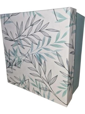 Gıpta Yaprak Desenli Kare Hediye Kutusu I 225X225X110 mm - Tekli