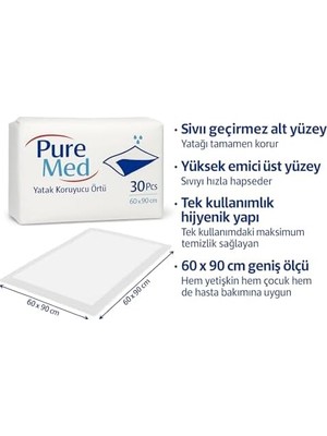 Yatak Koruyucu Örtü 60X90 cm – 30’lu | Tek Kullanımlık Sıvı Geçirmez Hasta Altı Örtüsü | Yüksek Emici Ped | Bebek, Yetişkin, Yaşlı ve Evcil Hayvan Bakımına Uygun